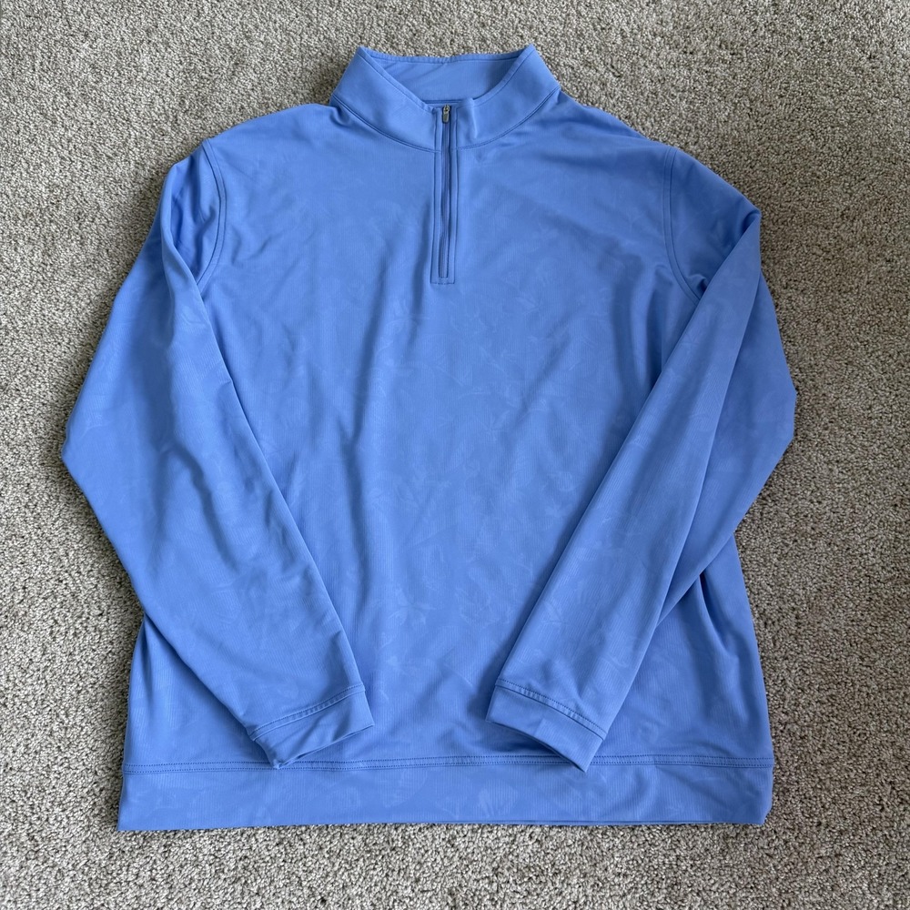 Peter Millar Pullover Mens 2XL Blue 1/4 Zip Mock Neck Long Sleeve Golf Top